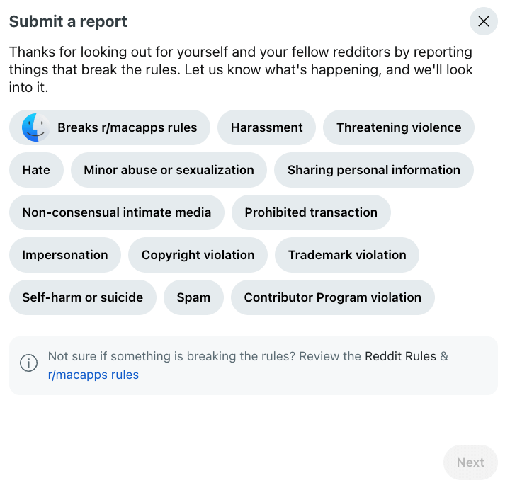 report an user